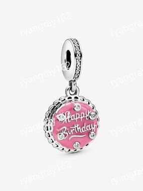 Pandora Birthday Cake Silver Dangle – Clear CZ & Pink Enamel